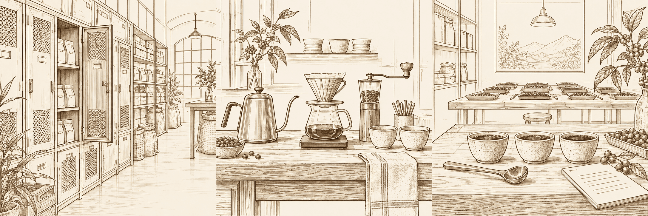 Concept illustration of coffee lockers