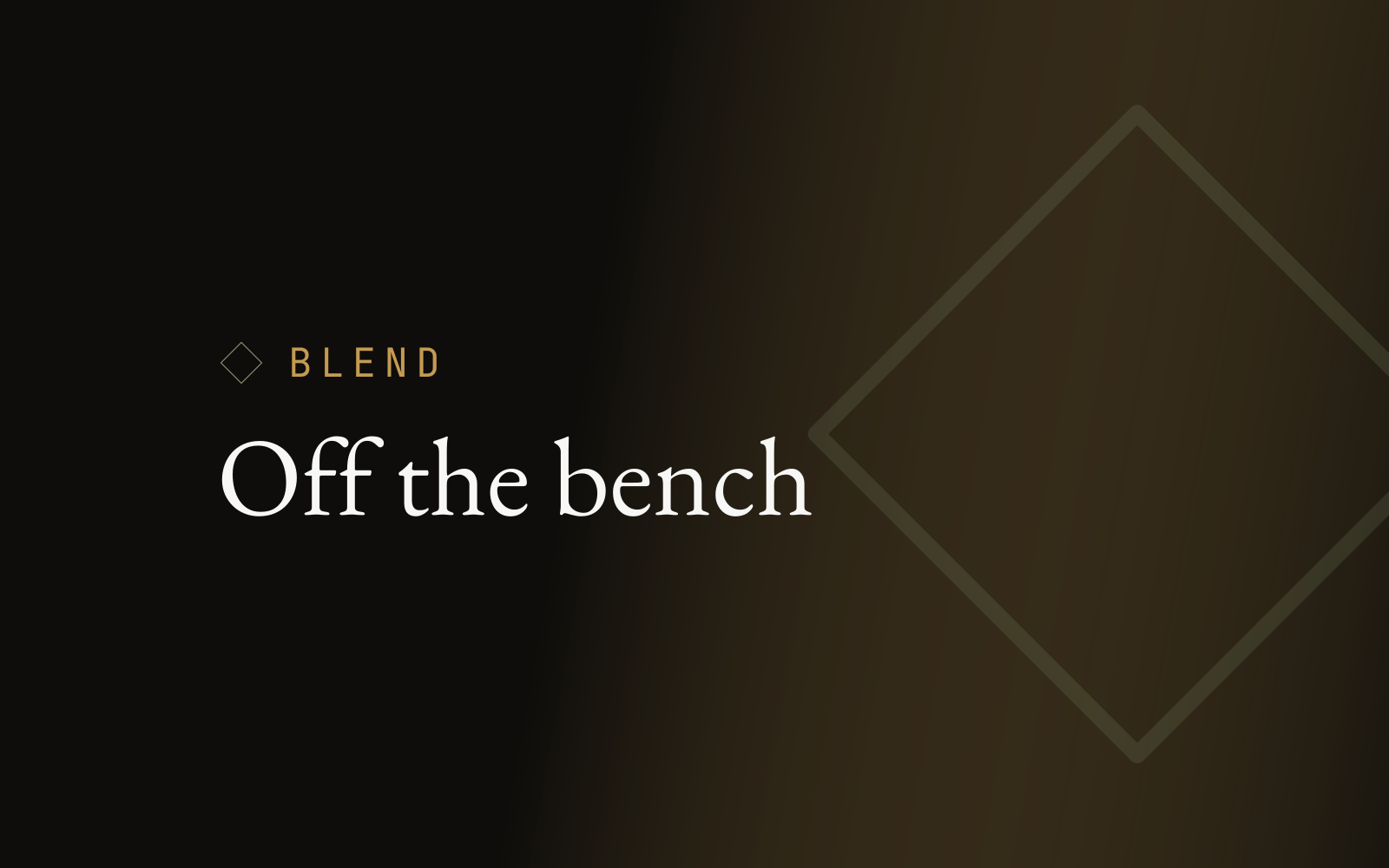 Off the bench